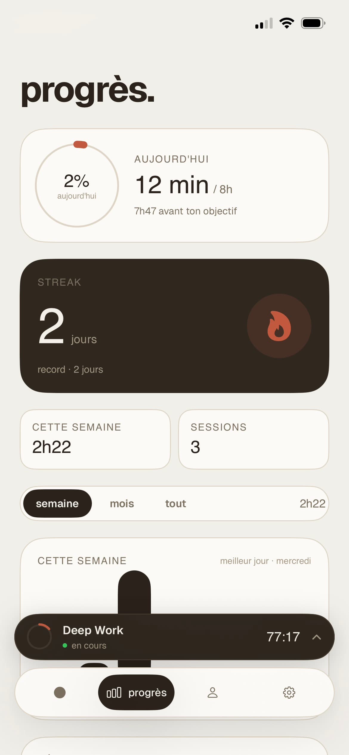 Écran Progrès